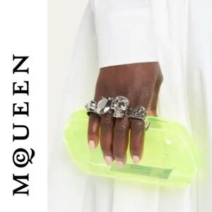 Alexander McQueen Skull Knuckle Duster Clutch In Acid Yellow